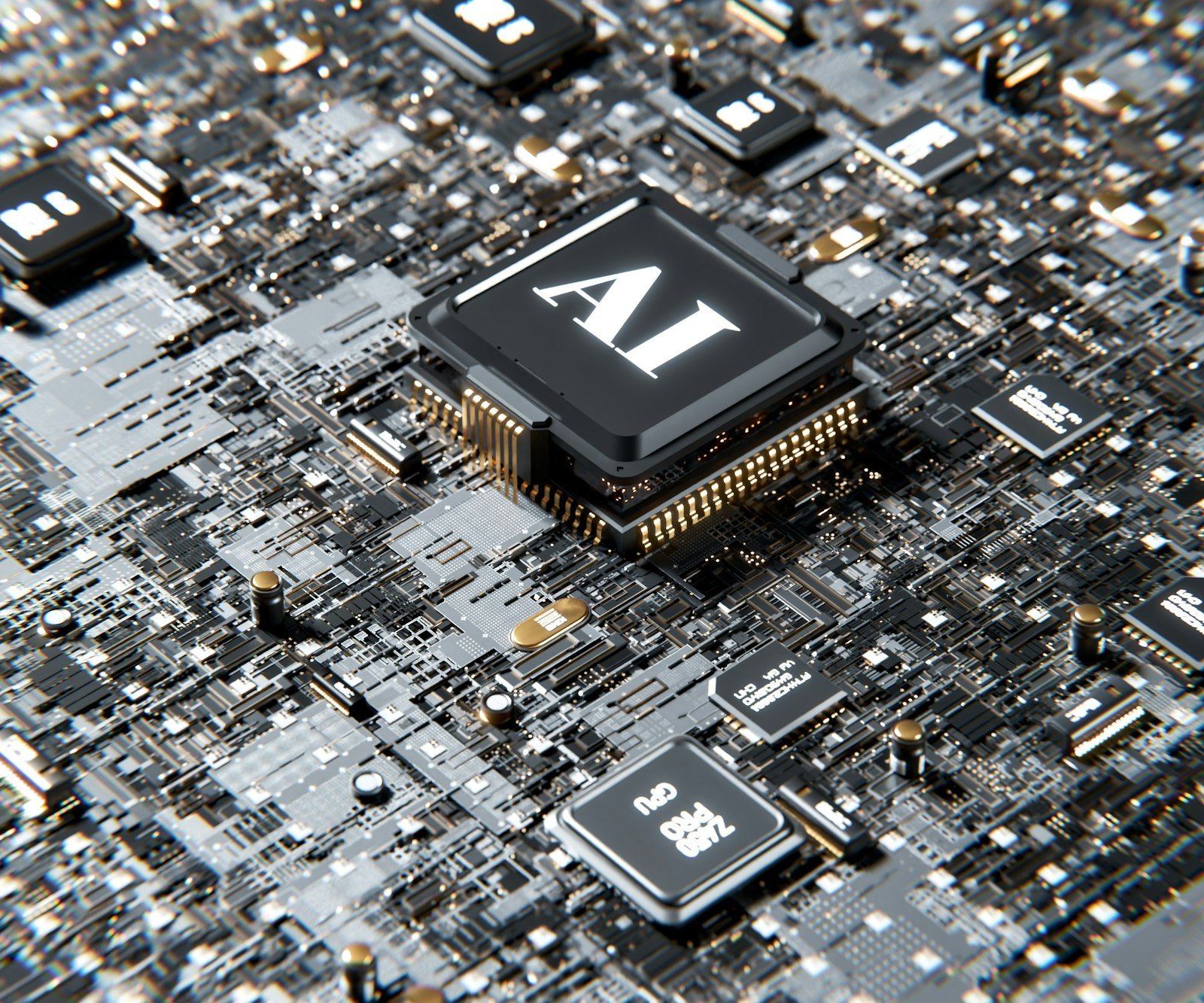 Computer chip with the letter A