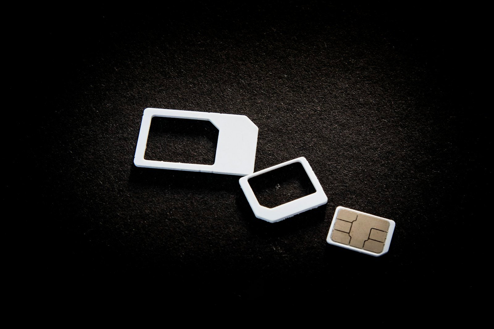 SIM cards and adaptors on display