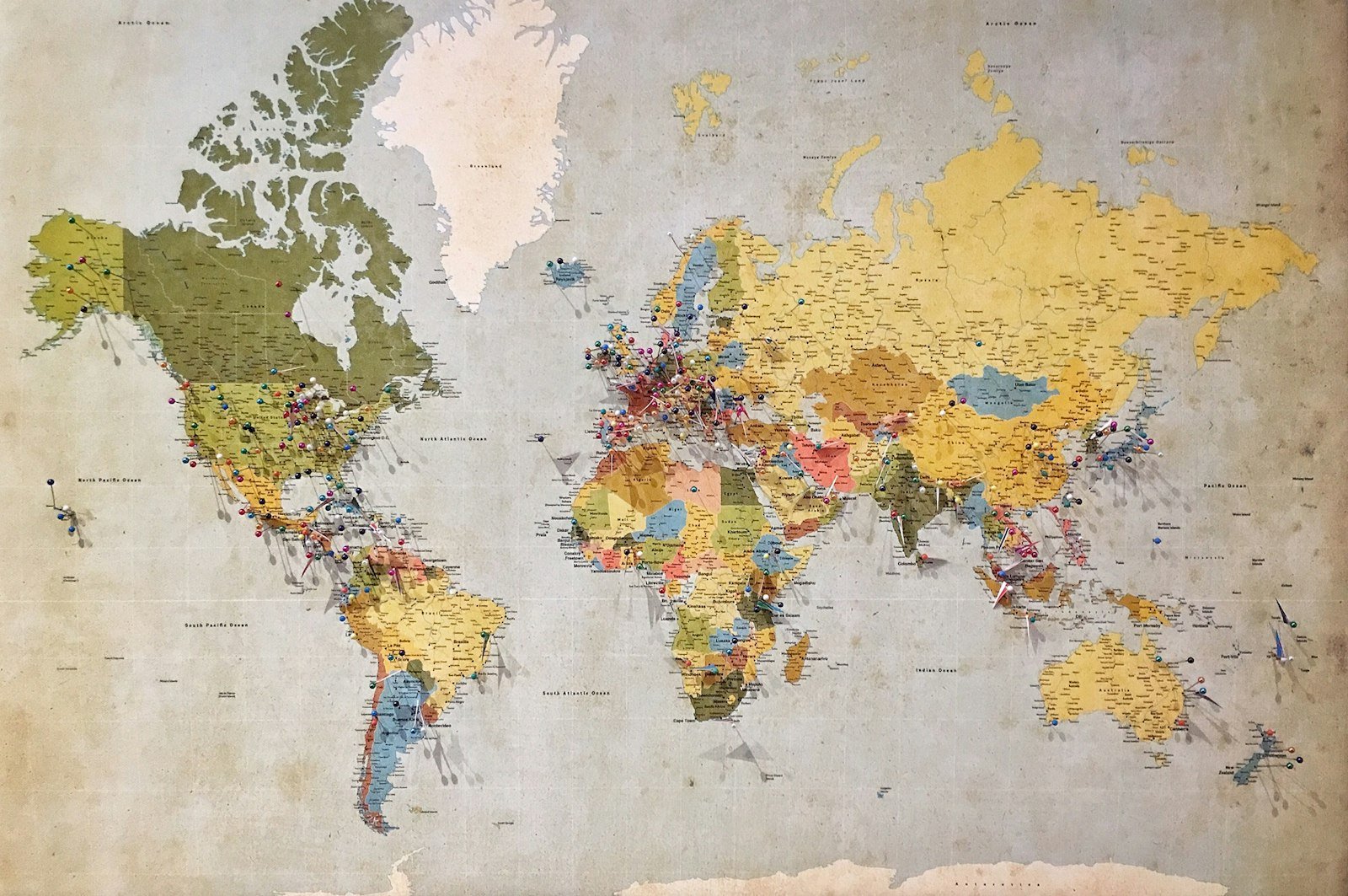 Colourful world map
